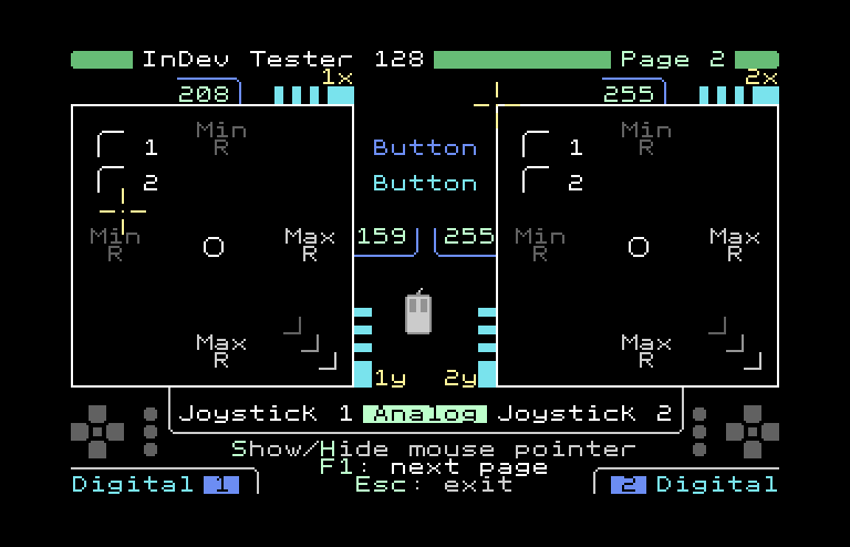 Pantalla 2, prueba de joysticks analogicos y
              digitales