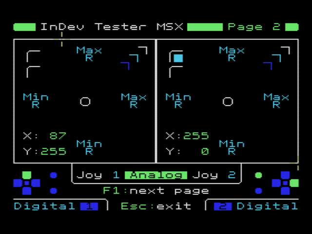 Pantalla 2, prueba de joysticks analogicos y
              digitales