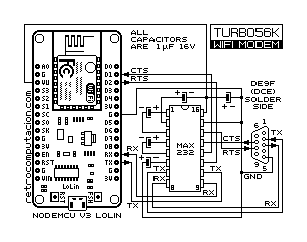 Plano del módem wifi con MAX232