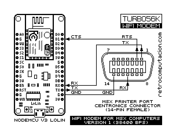 Plano del módem wifi para MSX, versión 1