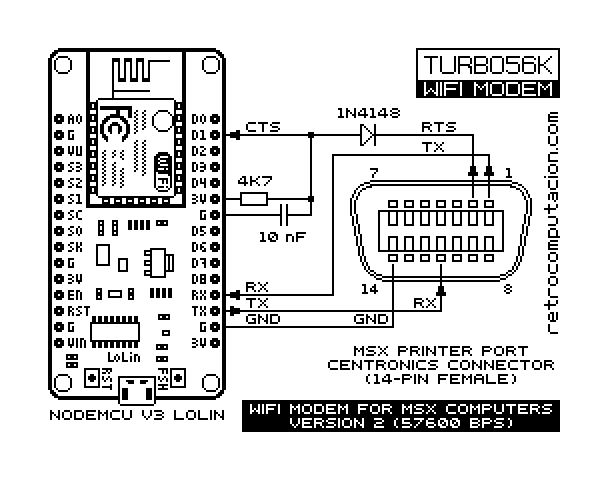 Plano del módem wifi para MSX, versión 2