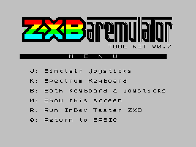 Menú de ZXB Tool Kit